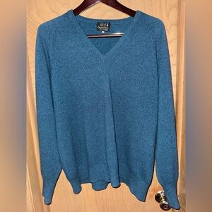 Vintage Snow Lotus Teal Cashmere Sweater